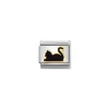Nomination – Composable Classic SYMBOLS steel, enamel and 18k gold (80_Black cat lying down)