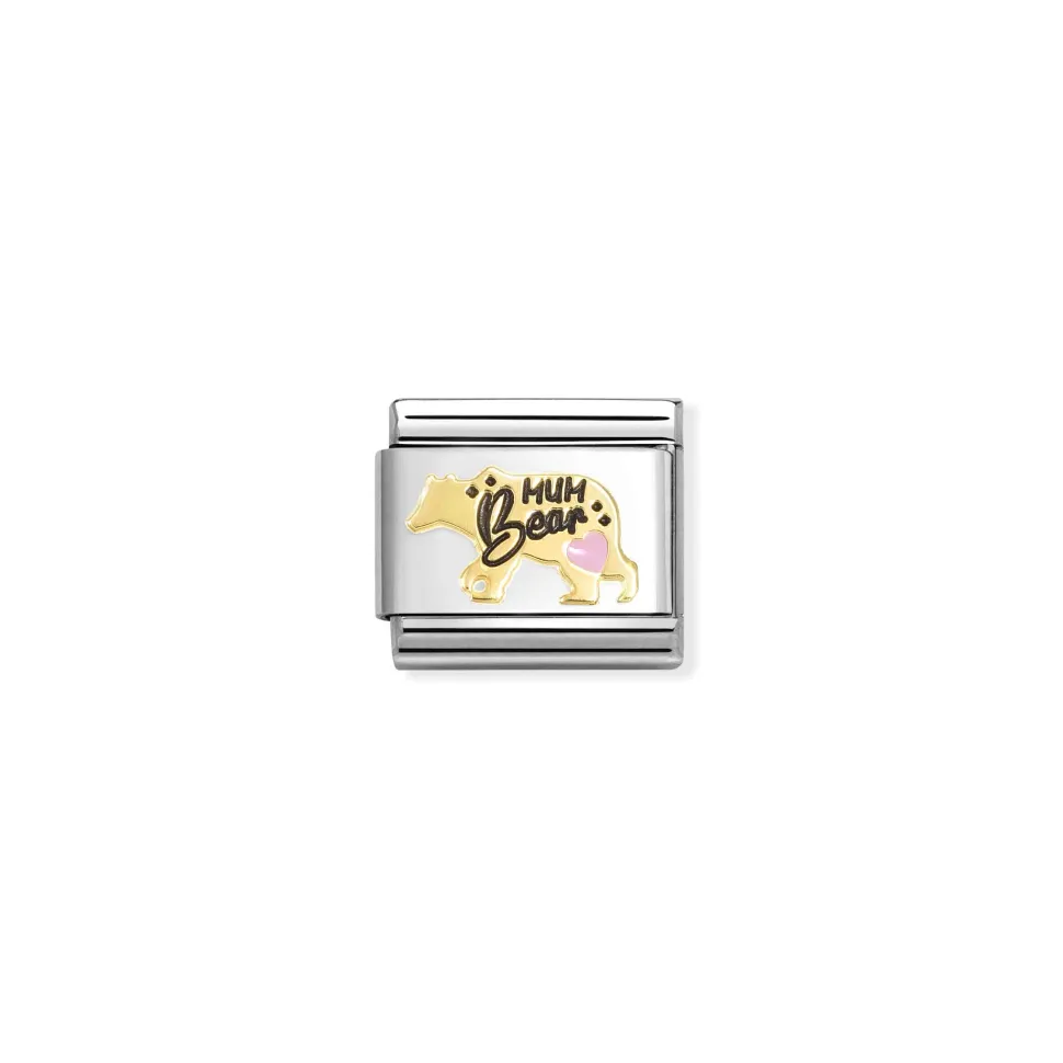 Nomination – Composable Classic SYMBOLS steel, enamel and 18k gold (81_Mum bear PINK)