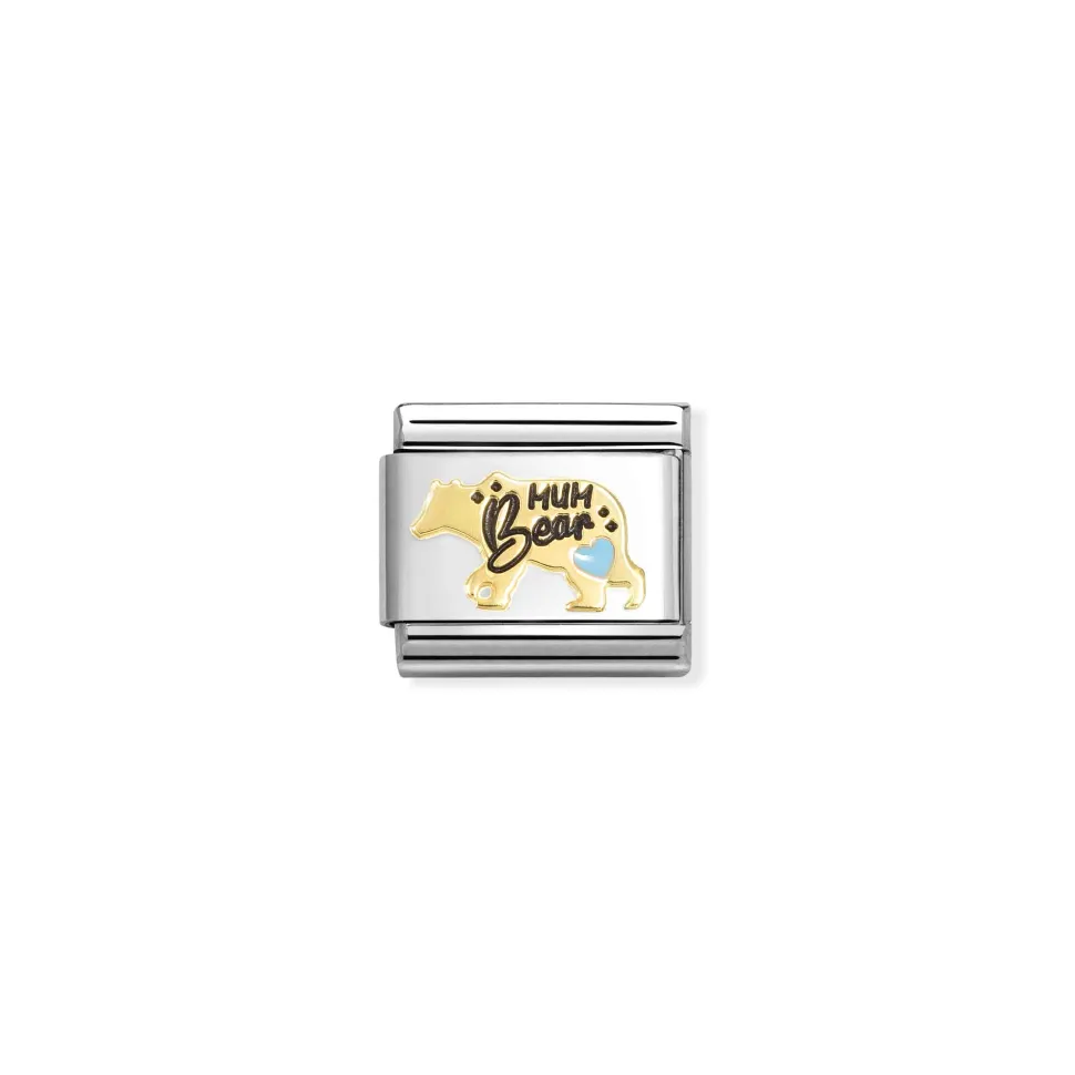 Nomination – Composable Classic SYMBOLS steel, enamel and 18k gold (82_Mum bear BLUE)