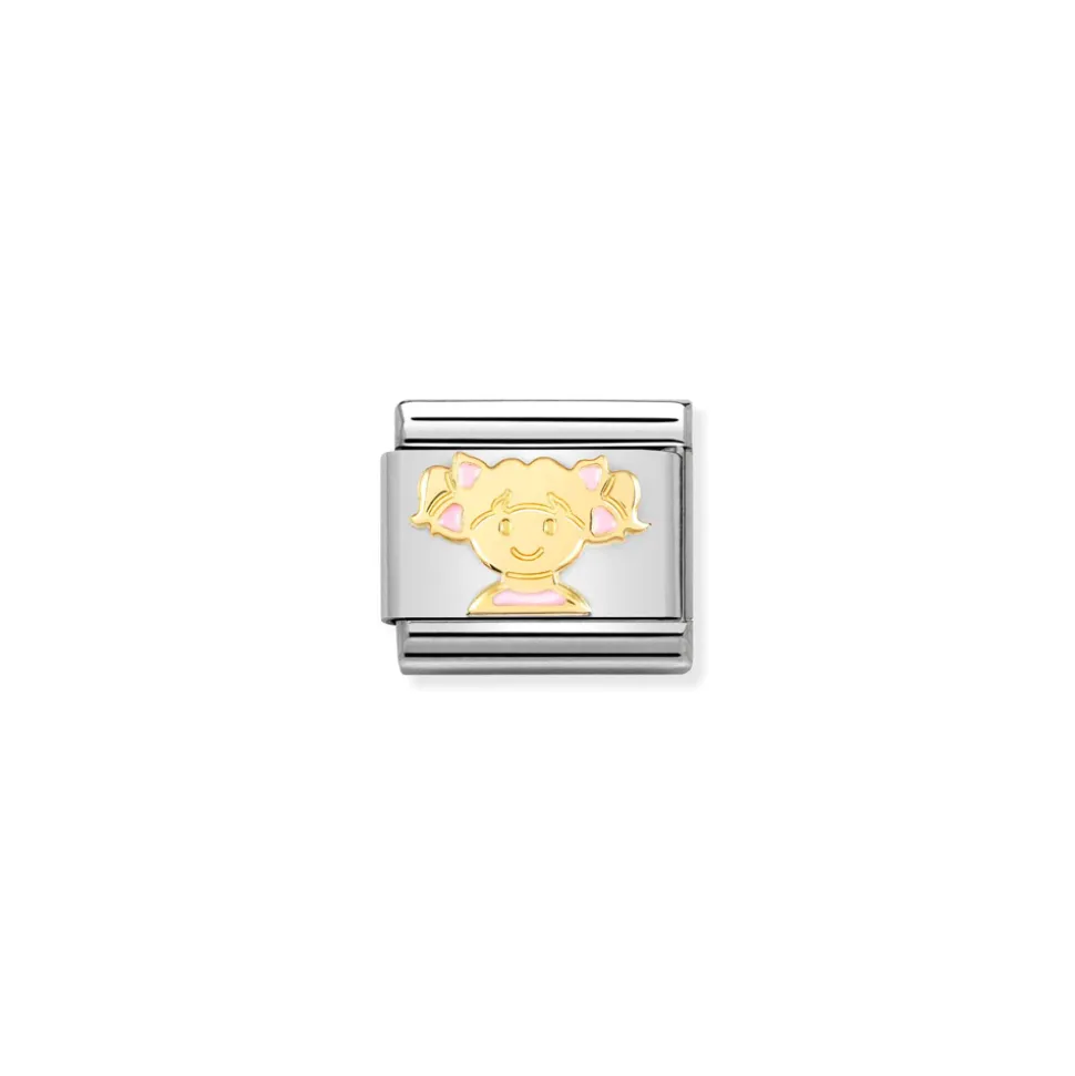 Nomination – Composable Classic SYMBOLS steel, enamel and 18k gold Pink Girl