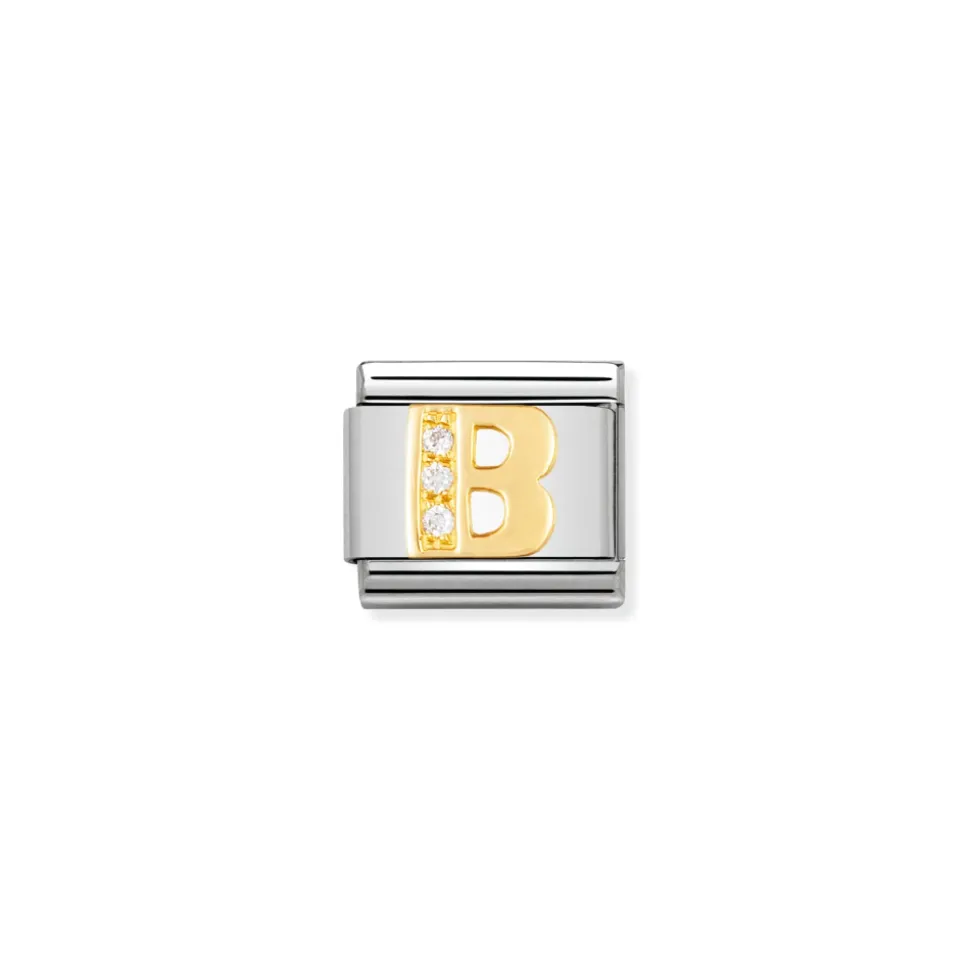 Nomination – COMPOSABLE Classic LETTERS in stainless steel with 18k gold and Cubic Zirconia (02_B)