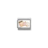Nomination – COMPOSABLE CLASSIC SYMBOLS STEEL, ENAMEL AND 9K ROSE GOLD (24_WRITING BOOK WITH FLOWERS)