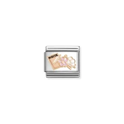 Nomination – COMPOSABLE CLASSIC SYMBOLS STEEL, ENAMEL AND 9K ROSE GOLD (24_WRITING BOOK WITH FLOWERS)