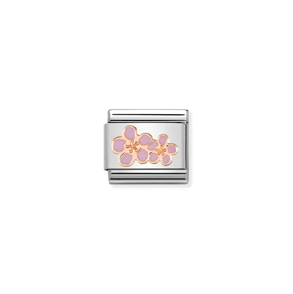 Nomination – Composable Classic SYMBOLS steel, enamel and 9k rose gold Peach flowers