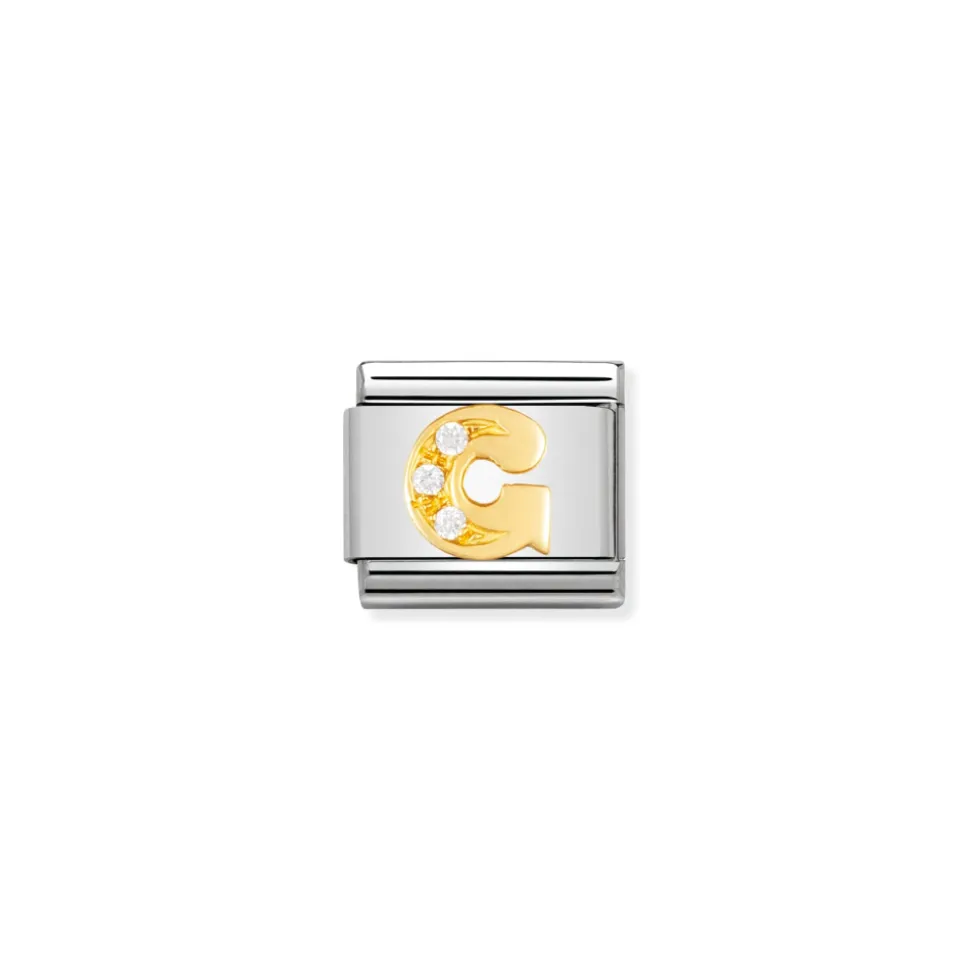 Nomination – COMPOSABLE Classic LETTERS in stainless steel with 18k gold and Cubic Zirconia (07_G)