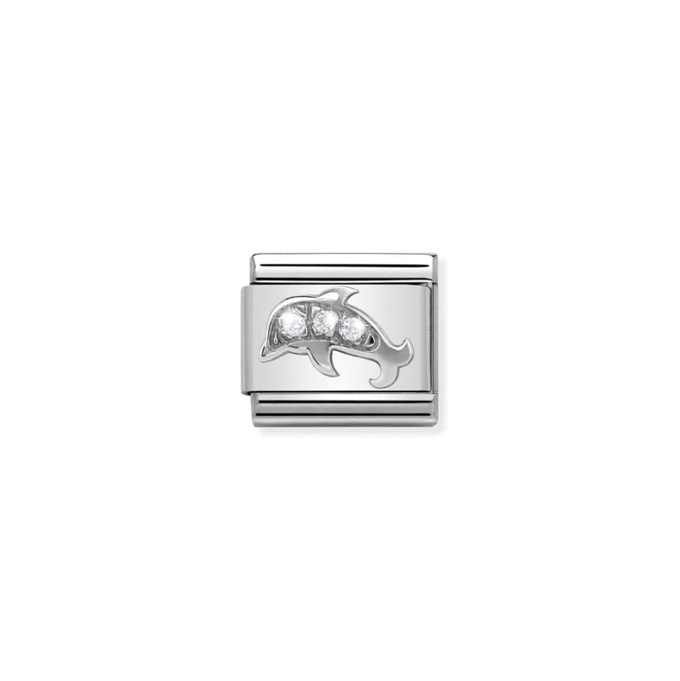 Nomination – Composable CL SYMBOLS steel , Cubic zirconia and 925 sterling silver dolphin