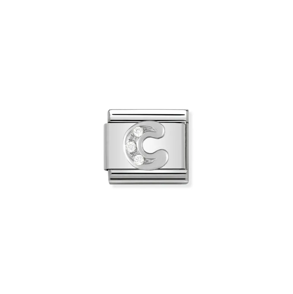 Nomination – Composable Classic ALPHABETH stainless steel, Cub. zirc and 925 sterling silver C