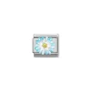 Nomination – Composable CL SIMBOLS stainless steel, enamel, Cub. Zirc and 925 sterling silver LIGHT BLUE flower