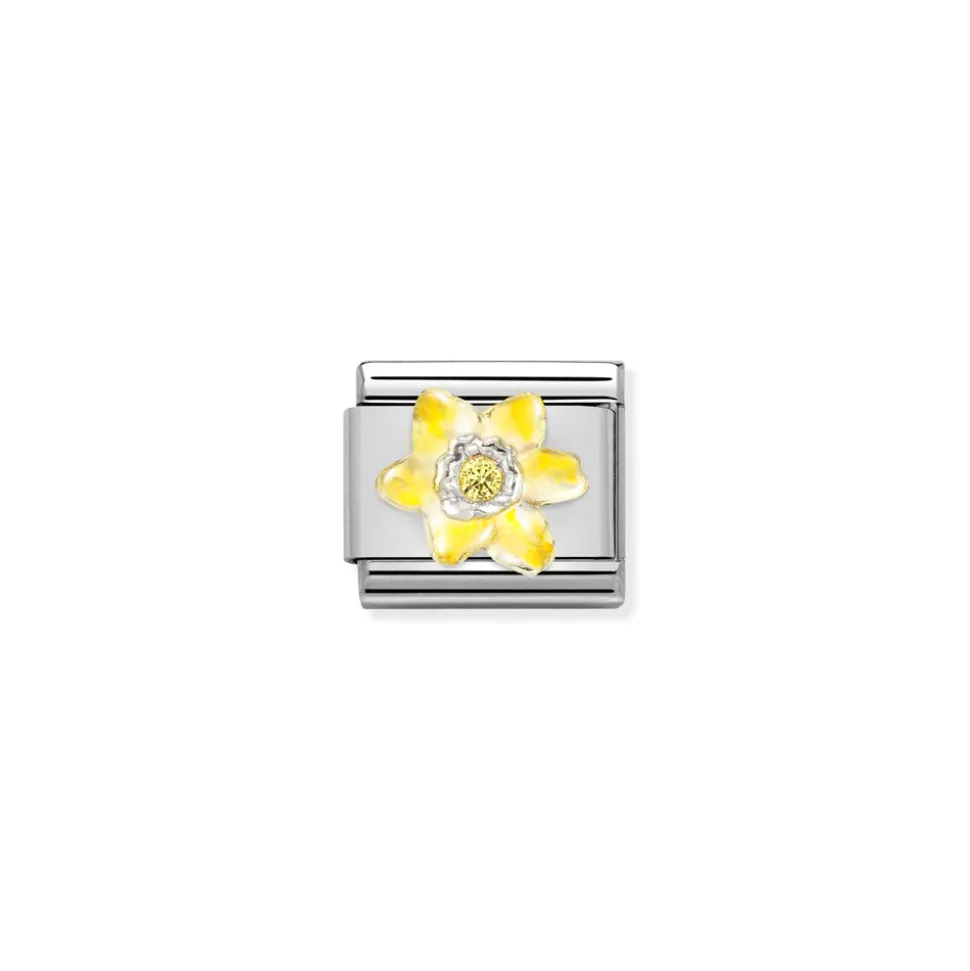 Nomination – Composable CL SIMBOLS stainless steel, enamel, Cub. Zirc and 925 sterling silver Narcissus YELLOW