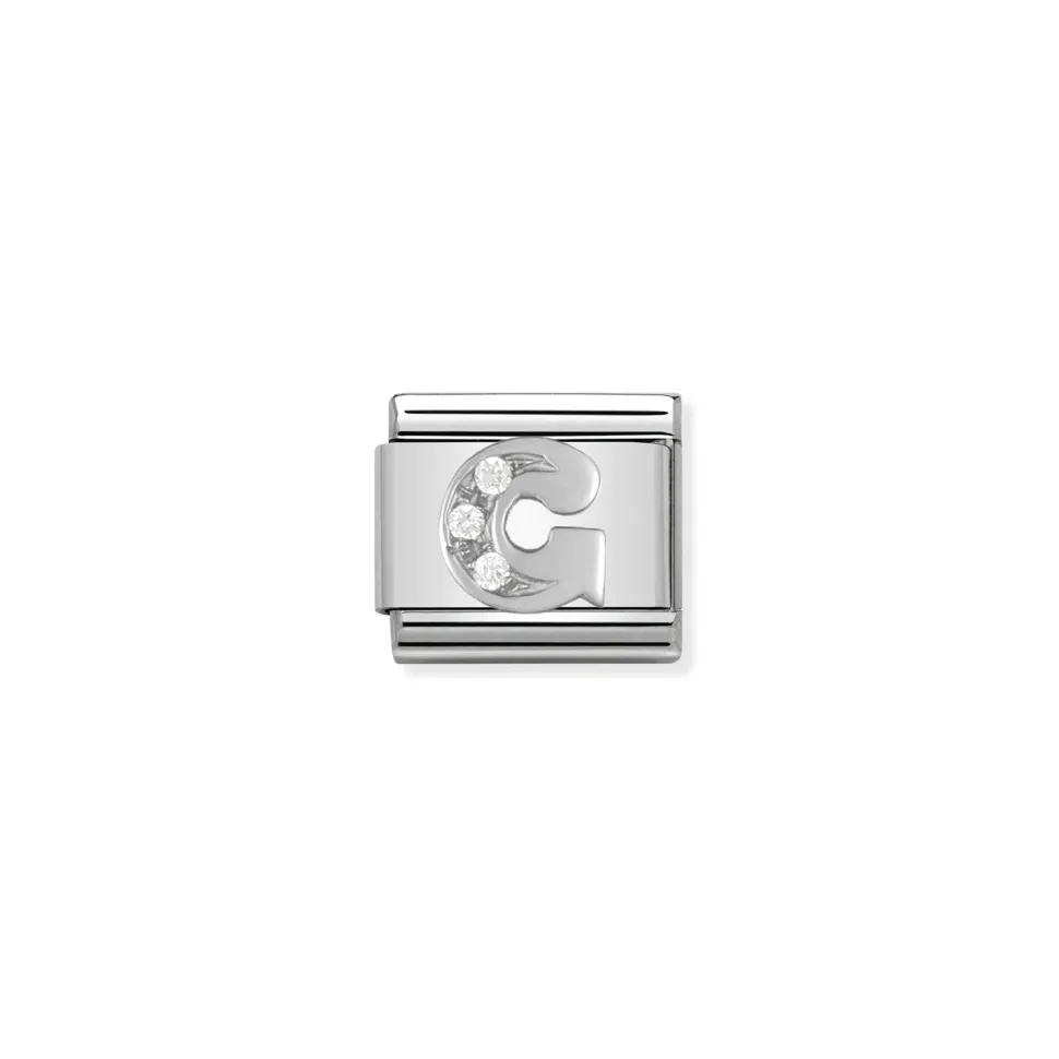 Nomination – Composable Classic ALPHABETH stainless steel, Cub. zirc and 925 sterling silver G