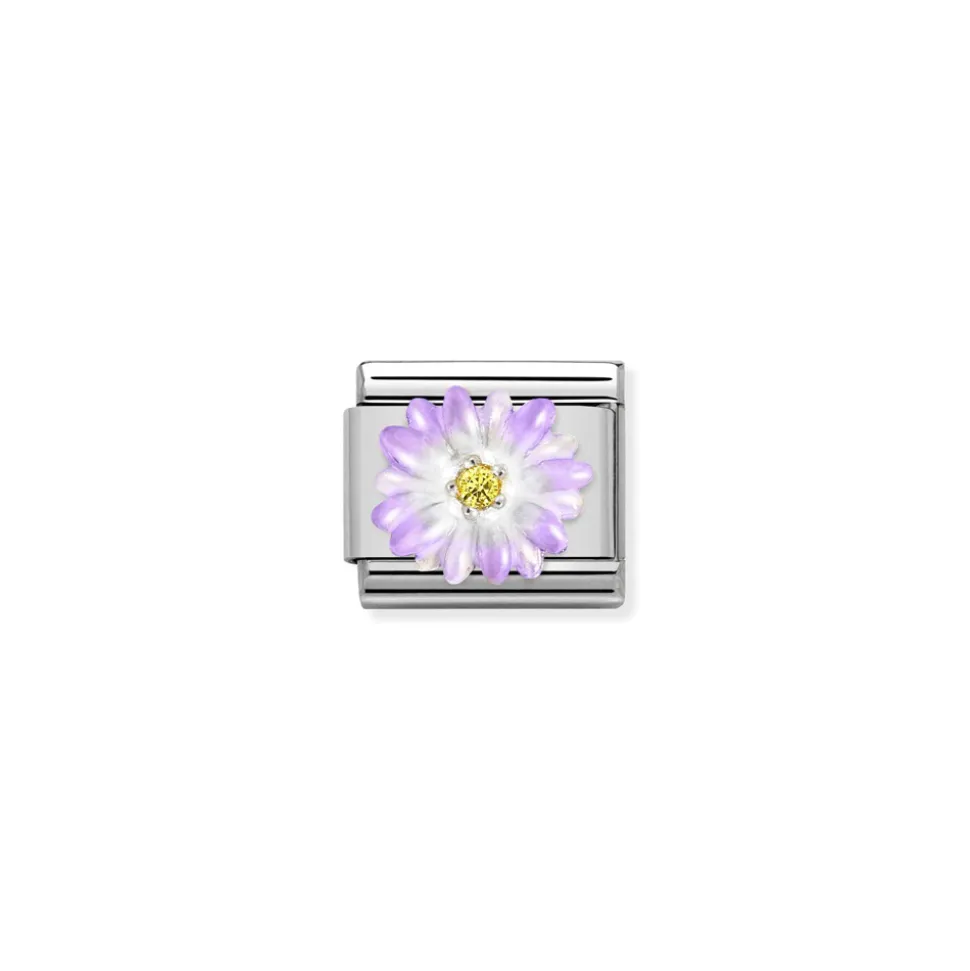 Nomination – Composable CL SIMBOLS stainless steel, enamel, Cub. Zirc and 925 sterling silver PURPLE flower