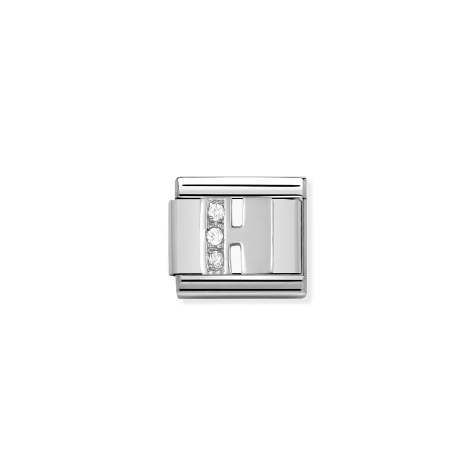 Nomination – Composable Classic ALPHABETH stainless steel, Cub. zirc and 925 sterling silver H