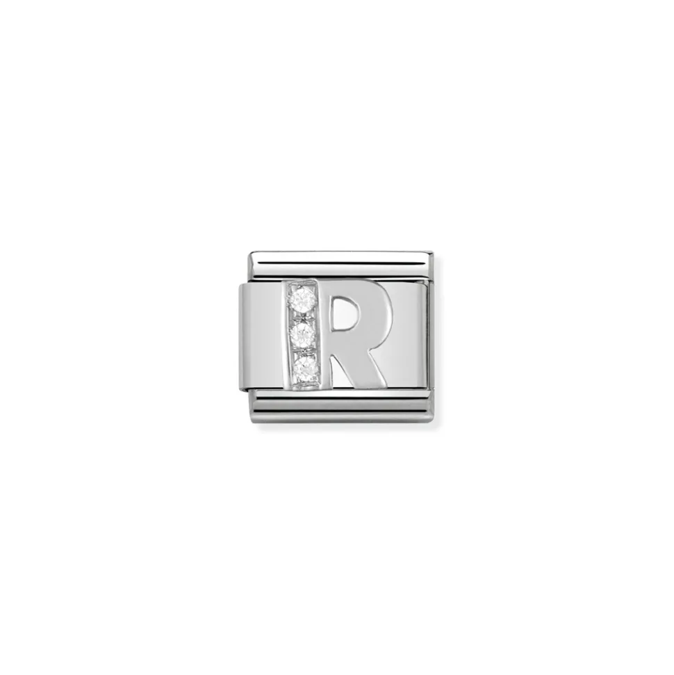 Nomination – Composable Classic ALPHABETH stainless steel, Cub. zirc and 925 sterling silver R
