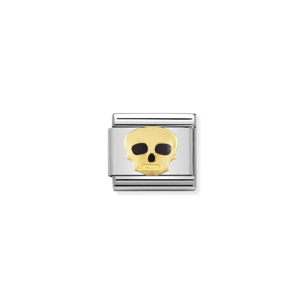 Nomination – COMPOSABLE CLASSIC HALLOWEEN IN STAINLESS STEEL WITH ENAMEL AND 18K GOLD (08_SKULL)