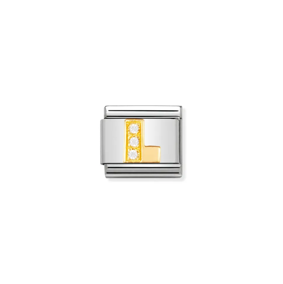 Nomination – COMPOSABLE Classic LETTERS in stainless steel with 18k gold and Cubic Zirconia (12_L)