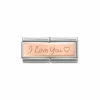 Nomination – Composable Classic DOUBLE ENGRAVED steel and 9k rose gold CUSTOM I love You