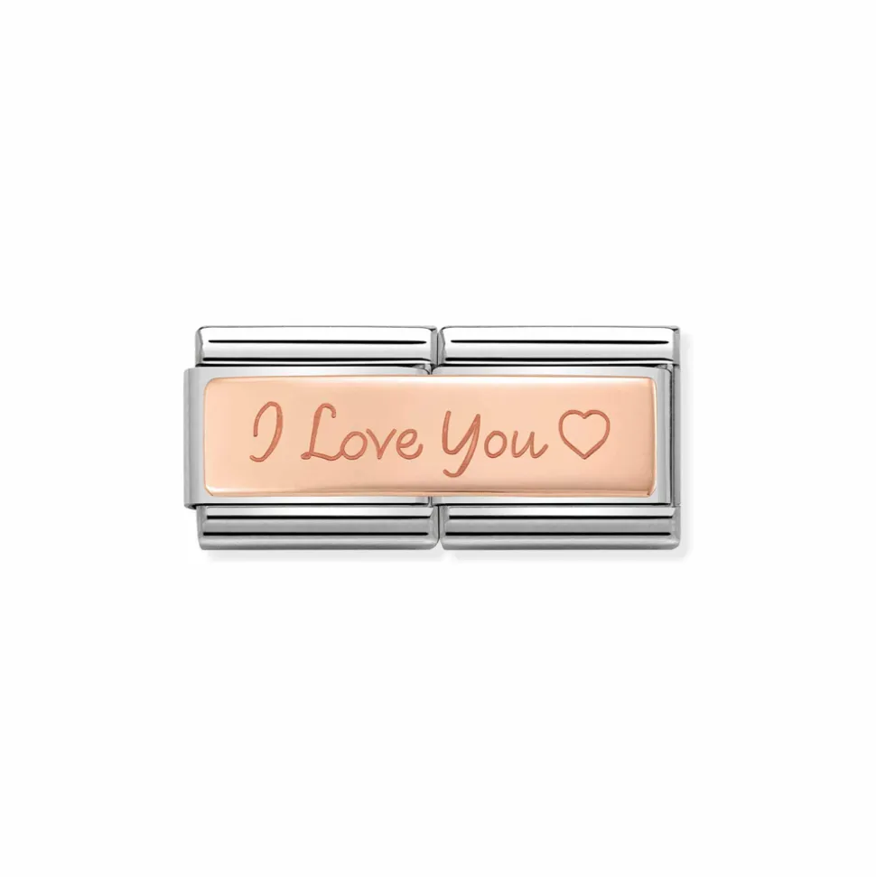 Nomination – Composable Classic DOUBLE ENGRAVED steel and 9k rose gold CUSTOM I love You