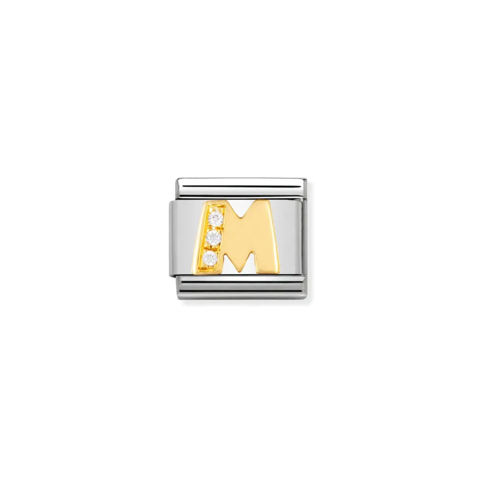 Nomination – COMPOSABLE Classic LETTERS in stainless steel with 18k gold and Cubic Zirconia (13_M)
