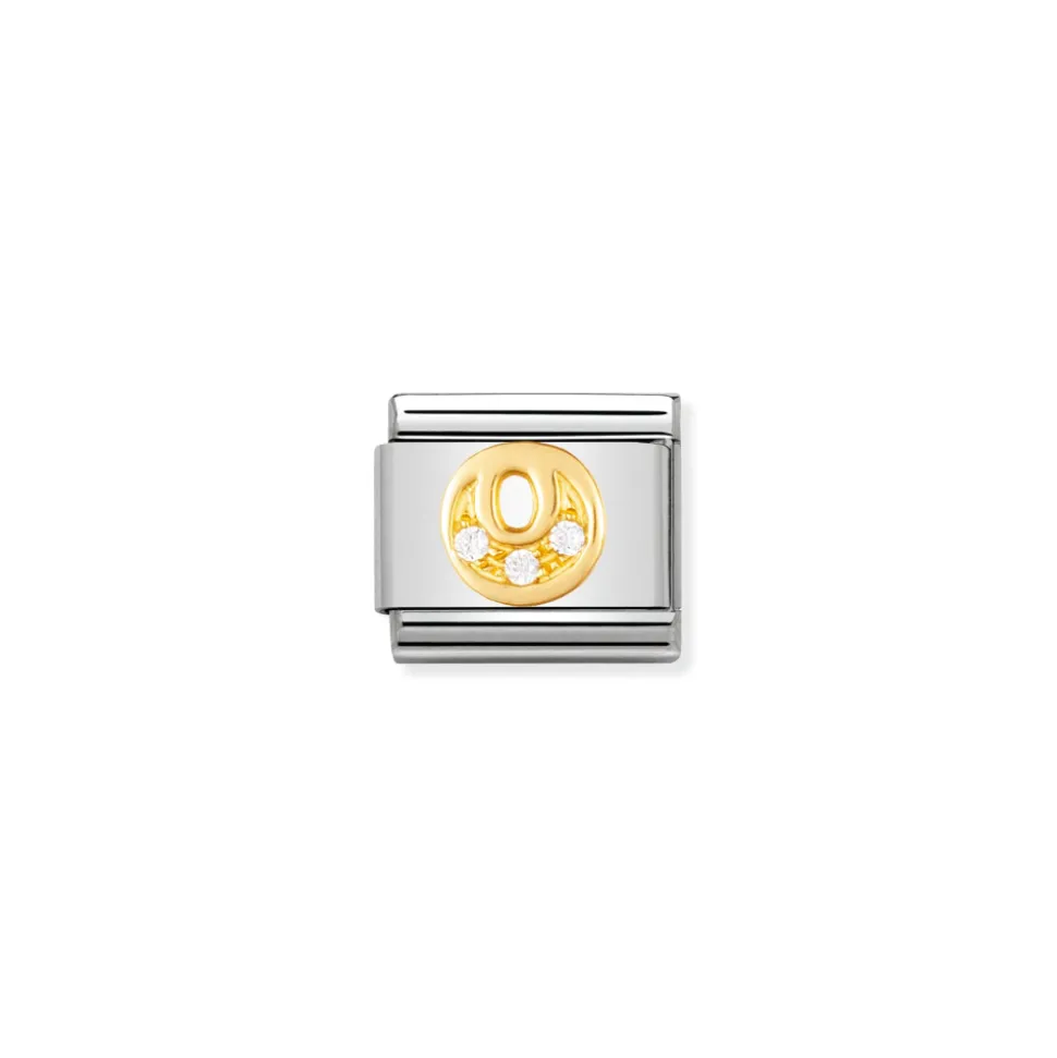 Nomination – COMPOSABLE Classic LETTERS in stainless steel with 18k gold and Cubic Zirconia (15_O)
