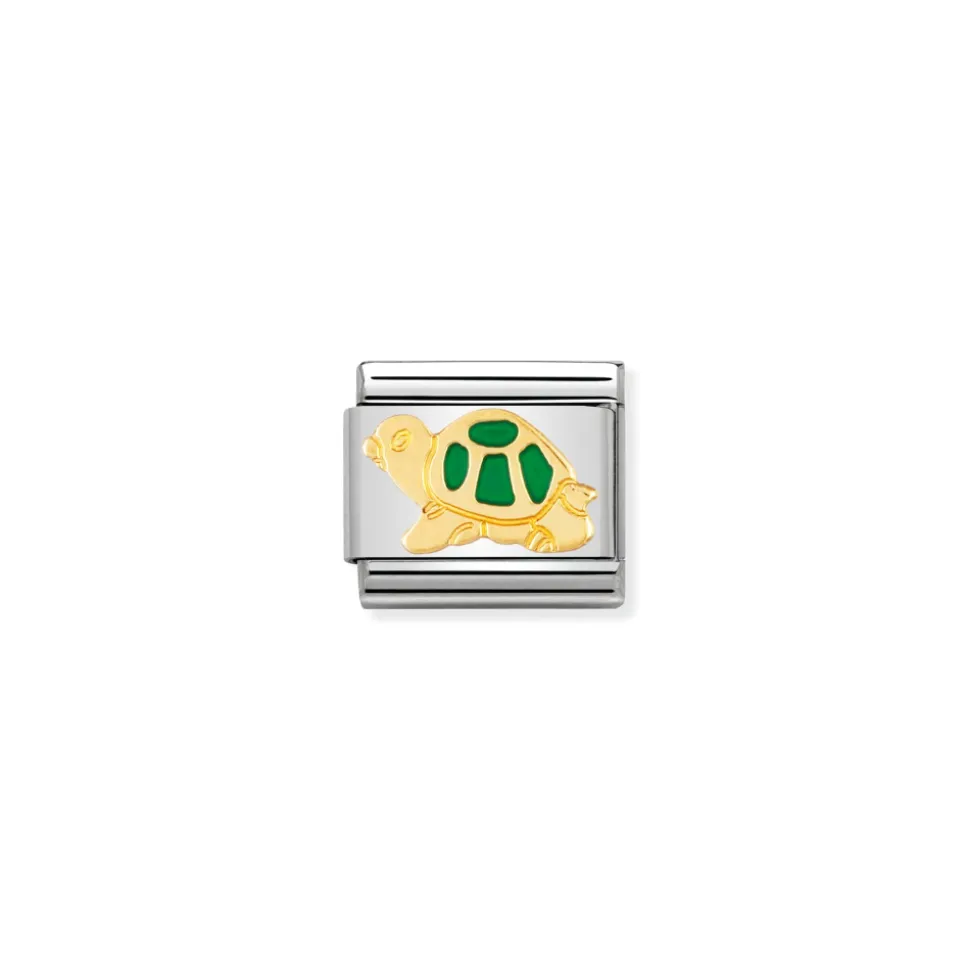 Nomination – COMPOSABLE Classic EARTH ANIMALS in stainless steel with enamel and 18k gold (12_GREEN tortoise)