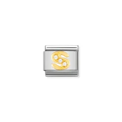 Nomination – COMPOSABLE Classic LETTERS in stainless steel with 18k gold and Cubic Zirconia (19_S)