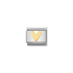 Nomination – COMPOSABLE Classic LETTERS in stainless steel with 18k gold V
