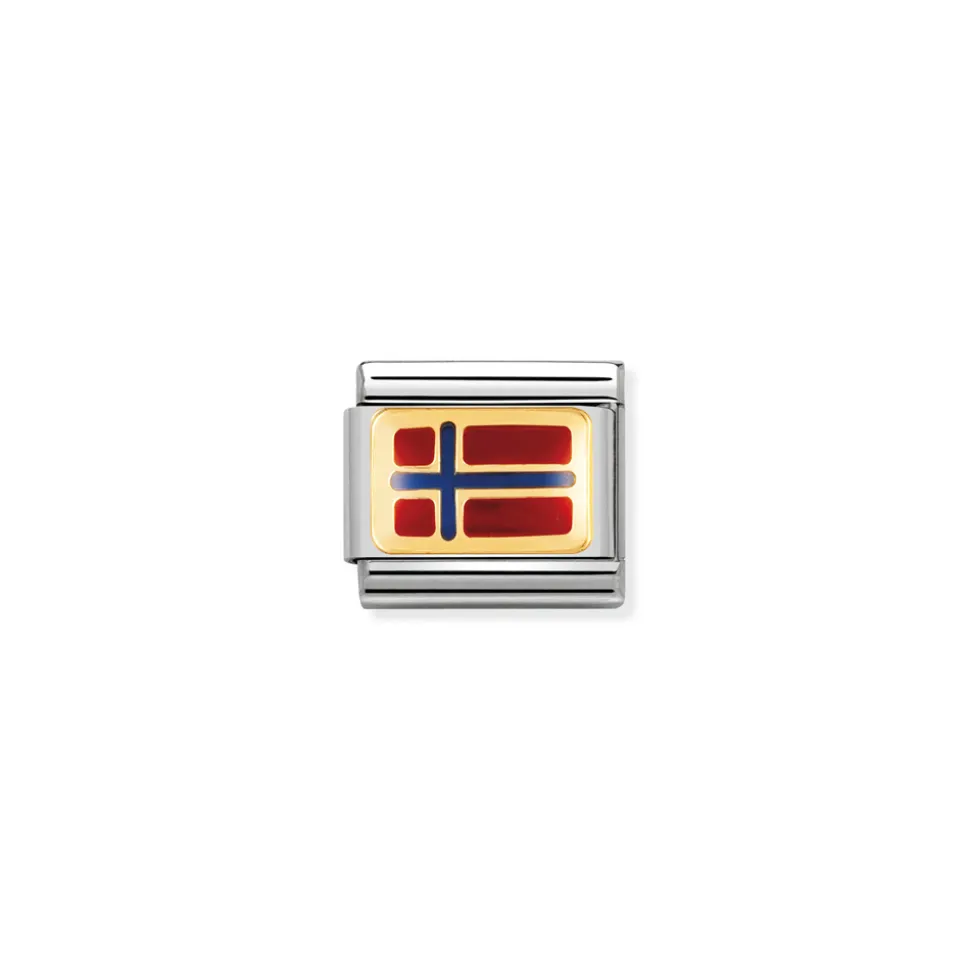 Nomination – COMPOSABLE Classic EUROPE FLAG in stainless steel with enamel and 18k gold NORWAY