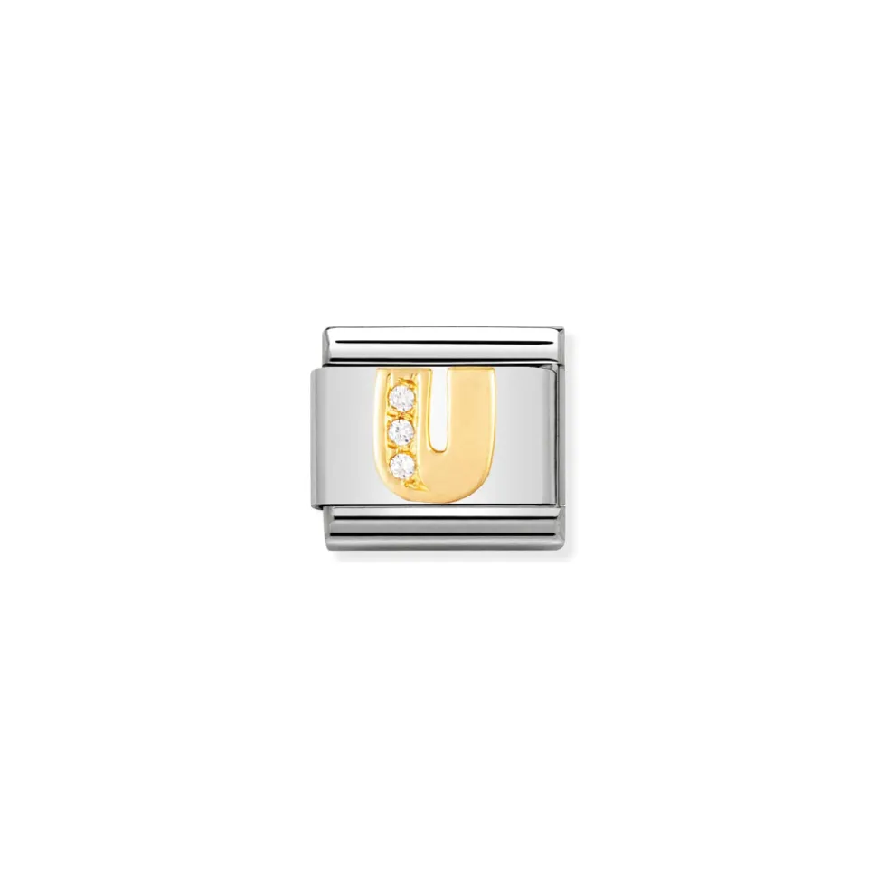 Nomination – COMPOSABLE Classic LETTERS in stainless steel with 18k gold and Cubic Zirconia (21_U)