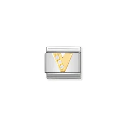 Nomination – COMPOSABLE Classic LETTERS in stainless steel with 18k gold and Cubic Zirconia (22_V)