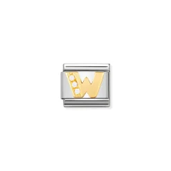 Nomination – COMPOSABLE Classic LETTERS in stainless steel with 18k gold and Cubic Zirconia (23_W)