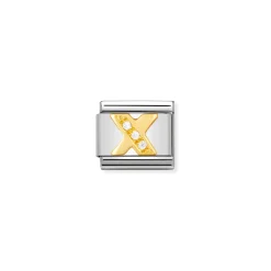 Nomination – COMPOSABLE Classic LETTERS in stainless steel with 18k gold and Cubic Zirconia (24_X)