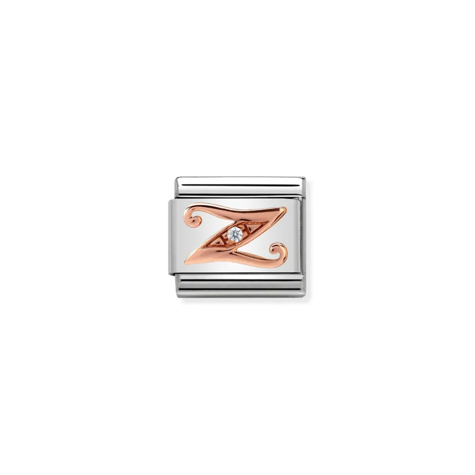 Nomination – Composable Classic LETTERS steel, zircon and 9k rose gold Z