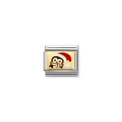 Nomination – COMPOSABLE CLASSIC PLATES (IC) IN STEEL, ENAMEL AND 18K GOLD (13_PENGUIN RED HAT)
