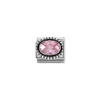 Nomination – Composable FACETED CZ, steel with OXIDIZED OVAL BEADED RICH SETTING 925 silver (003_PINK)