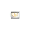 Nomination -Composable Classic LOVE 2 stainless steel, enamel and 18k gold (27_Heart in heart WHITE)