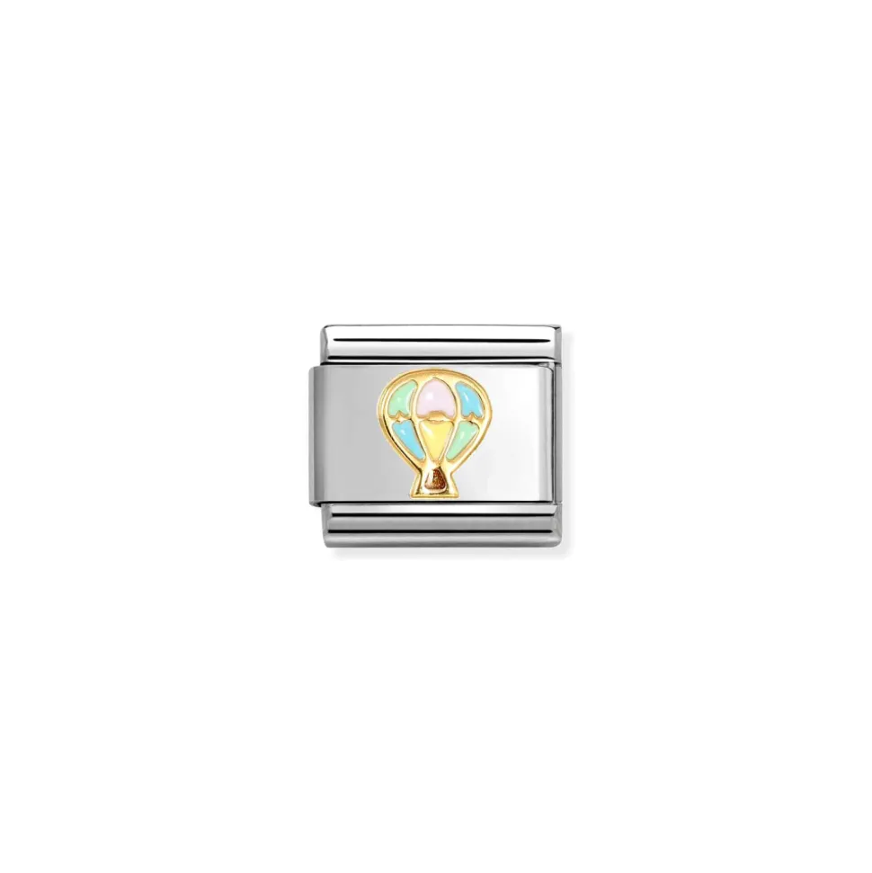 Nomination -Composable Classic SYMBOLS steel, enamel and 18k gold (66_Hot air balloon MIXCOLOR)