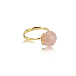 Noën – Dolce ring i forgyldt blank sølv med liten rosa kvarts – Medium