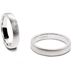 Noën – Giftering i økologisk matt 14k hvit gull – Selges enkeltvis!