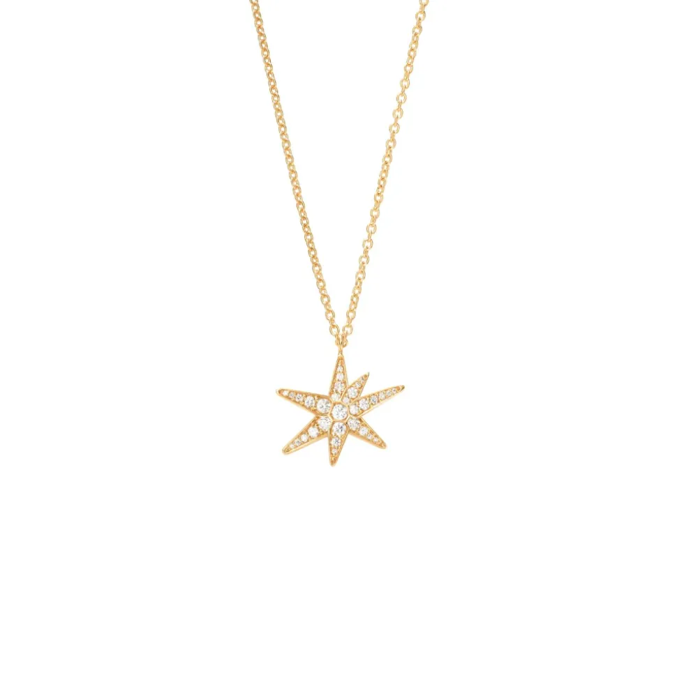 OLE LYNGGAARD COPENHAGEN – Funky Stars halssmykke i 18k gult gull med 0,21ct diamanter