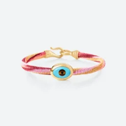 OLE LYNGGAARD COPENHAGEN – Life armbånd med 18k gult gull lås og evil eye – Berry – 6mm
