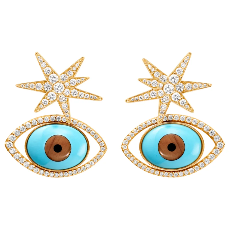 OLE LYNGGAARD COPENHAGEN – Funky Stars ørepynt i 18k gult gull med 0,36ct diamanter – Medium