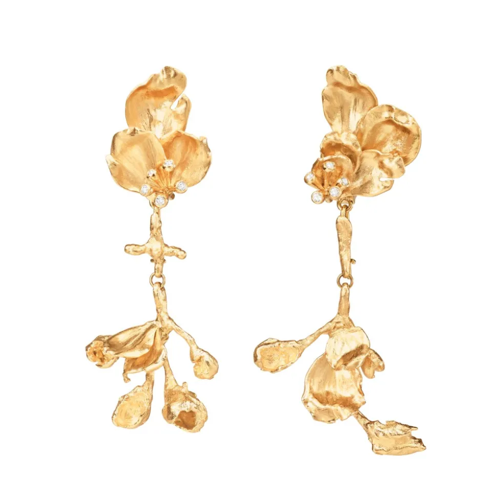 OLE LYNGGAARD COPENHAGEN – Wild Rose ørepynt i 18k gult gull med 0,10ct diamanter