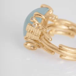OLE LYNGGAARD COPENHAGEN – BoHo – Ring Medium – 18k gult gull med akvamarin og 0,04 ct diamanter