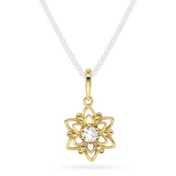 Pan Jewelry – Anheng i gult gull med hvit zirkonia, stjerne – NB: Kun anheng!