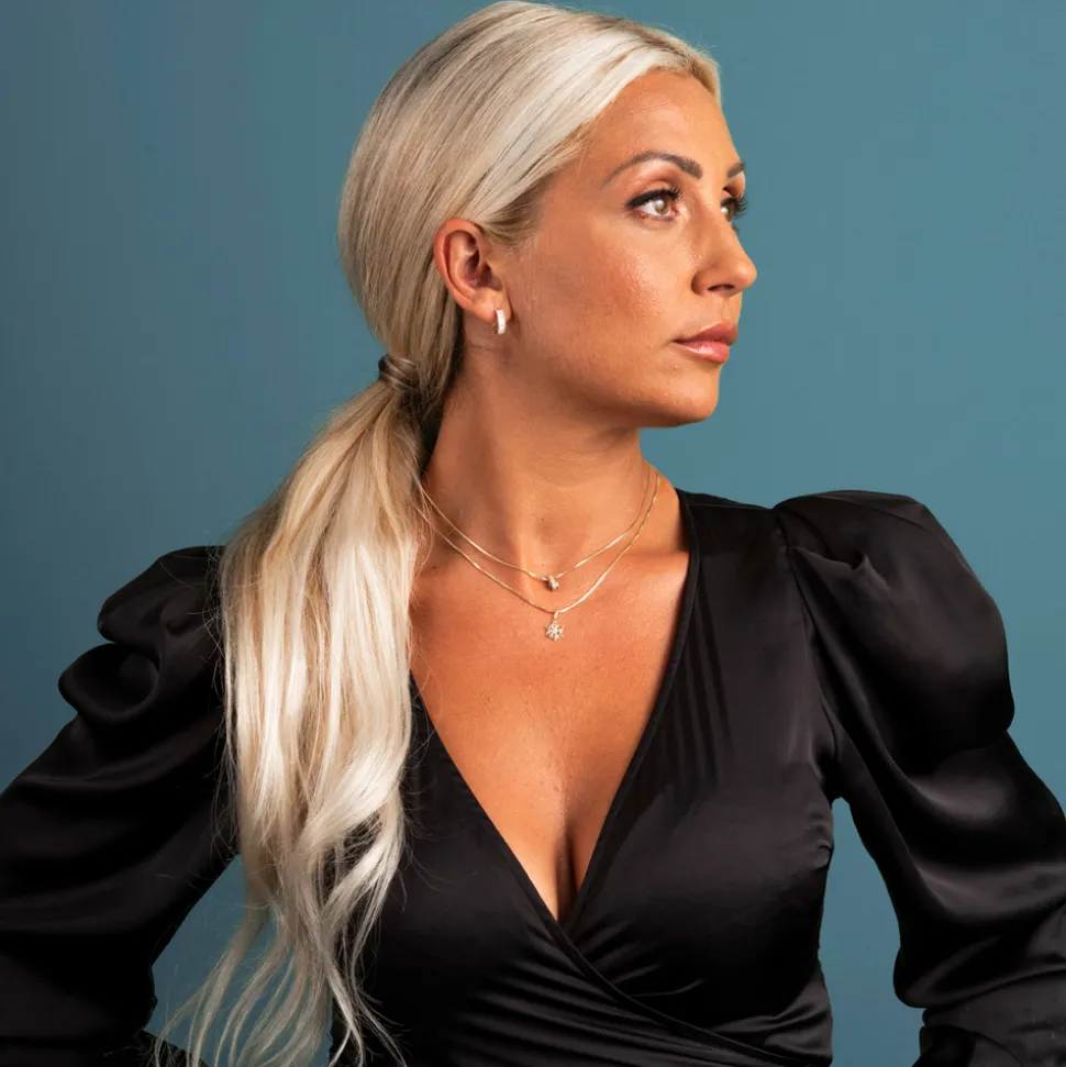 Pan Jewelry – Anheng i gult gull med hvit zirkonia, stjerne – NB: Kun anheng!
