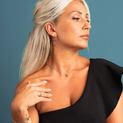 Pan Jewelry – Anheng i gult gull med blå zirkonia – NB: Kun anheng!