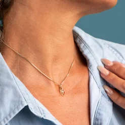 Pan Jewelry – Anheng i gult gull med hvit zirkonia – NB: Kun anheng!