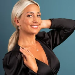 Pan Jewelry – Anheng i gult gull med hvit zirkonia – NB: Kun anheng!
