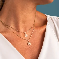 Pan Jewelry – Anheng i gult gull med hvit zirkonia, rose – NB: Kun anheng!
