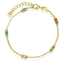 Pan Jewelry – Armbånd i forgyldt sølv med fargede zirkonia